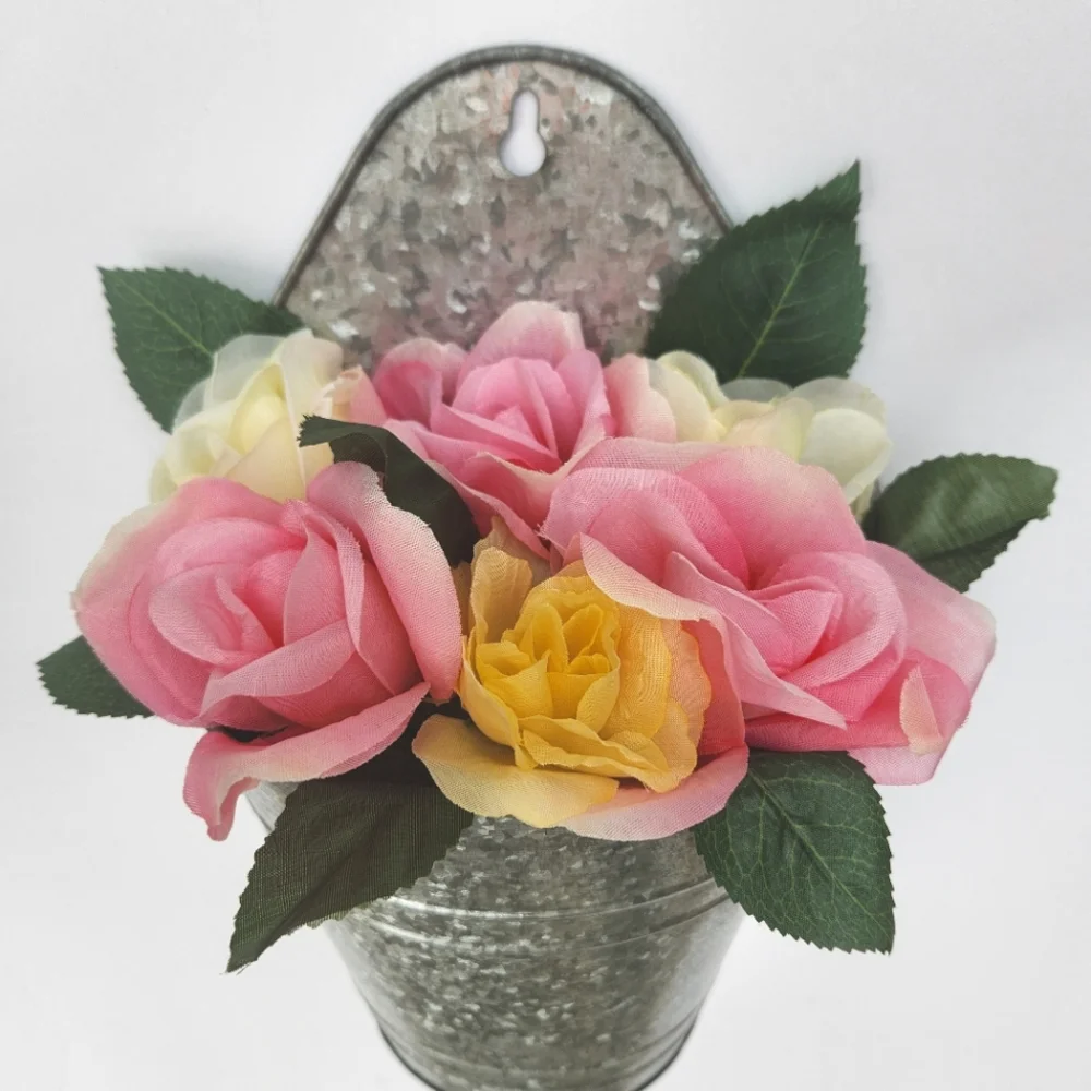 Summer Roses in Hanging Tin Mother's Day